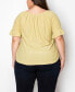 Plus Size Swiss Dot Button Front Ruffle Sleeve Top