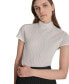 Women's Puckered Knit Mock Neck Cap-Sleeve Top