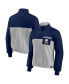 Women's Navy, Heathered Gray Notre Dame Fighting Irish Sideline to Sideline Colorblock Quarter-Zip Jacket