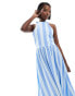 ASOS DESIGN halter neck low back maxi dress in blue stripe