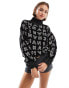 Armani Exchange all over print high neck jumper in black