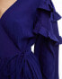 Wednesday's Girl wrap detail ruffle sleeve mini dress in navy blue