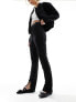 4th & Reckless high waisted split leg flared trousers in black pinstripe