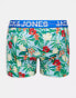 Jack & Jones 3 pack trunks with pineapple print in blue