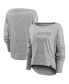 Women's Heathered Gray Los Angeles Lakers Nostalgia Off-The-Shoulder Long Sleeve T-shirt