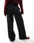 ASOS DESIGN wide leg tailored trouser in black pinstripe