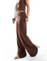 ASOS DESIGN wide leg trousers co ord in brown pinstripe