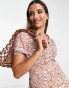 Wednesday's Girl Maternity button through midi tea dress in tonal pink zebra