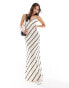 Pretty Lavish satin slip maxi dress in asymmetric stripe