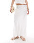 New Look linen mix midi skirt in white