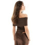 Urban Revivo off-shoulder slinky top in brown