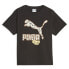 Puma Classics Logo Printed Crew Neck Short Sleeve T-Shirt Boys Black Casual Tops