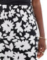 New Look satin midi skirt in black floral