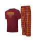 Комплект пижамы Concepts Sport Burgundy, Gold Washington Commanders Arctic T-shirt and Pajama Pants Sleep Set