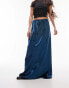 Topshop liquid look satin bias maxi skirt in sapphire