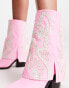 Azalea Wang Annabelle foldover western boot in pink