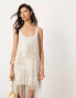 ASOS EDITION embellished fringe mini dress in cream