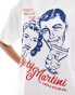 JJXX oversized t-shirt with dirty martini print in white