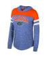 Women's Royal Distressed Florida Gators Speckled Color Block Long Sleeve Hooded T-shirt