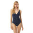 Michael Kors 293634 Women Iconic Sash Logo Trim V-Neck One-Piece Navy Size 4