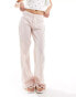 Bershka tie waist pocket detail linen trousers in pale pink