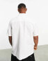 ASOS DESIGN regular fit linen shirt with revere collar in white