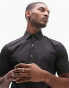 Topman short sleeve formal slim fit shirt in black