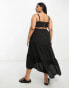 ASOS DESIGN Curve tiered hi low hem maxi dress in black