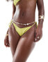 South Beach glitter tie side bikini bottom in chartreuse