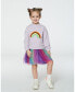 Big Girls Super Soft Sweatshirt Dress With Rainbow Tulle Skirt