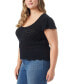 Trendy Plus Size Jette Pointelle Short-Sleeve Sweater Top