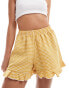 Miss Selfridge gingham frill short in yellow