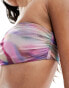 South Beach marble print mesh bandeau bikini top in light pink abstract print