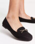 New Look Wide Fit suedette snaffle loafer in black