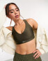 Puma Running Evolve high-support sports bra in khaki