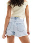 Stradivarius ripped denim short in bleach wash