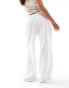 Stradivarius Petite linen look pull on trouser in white