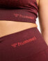 Hummel Seamless sports crop top with scoop neck in dark red