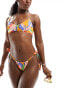 ASOS DESIGN mix and match square neck skinny strap bikini top in vibrant abstract print