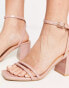 Truffle Collection square toe block heel barely there sandals in beige