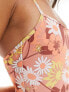 Brave Soul retro floral print swimsuit in pale pink