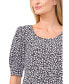 Women's Tiny Floral Printed Puff Sleeve Knit Top