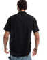 Hollister short sleeve revere collar lace shirt in black