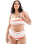 ASOS DESIGN Curve Mia mix & match high leg high waist bikini bottom in tomato stripe