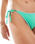 Cotton On tie side brazilian bikini bottom in green contrast stitch