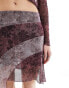 Reclaimed Vintage waterfall skirt co-ord in patchwork mesh print