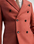 Harry Brown Wedding wool mix slim fit double breasted suit jacket in orange