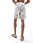 Sixth June co-ord printed linen shorts in white