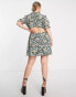 ASOS DESIGN Curve tie front mini dress with ruffle skirt in floral print