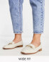 ASOS DESIGN Wide Fit Verity loafer flat shoes with trim in natural